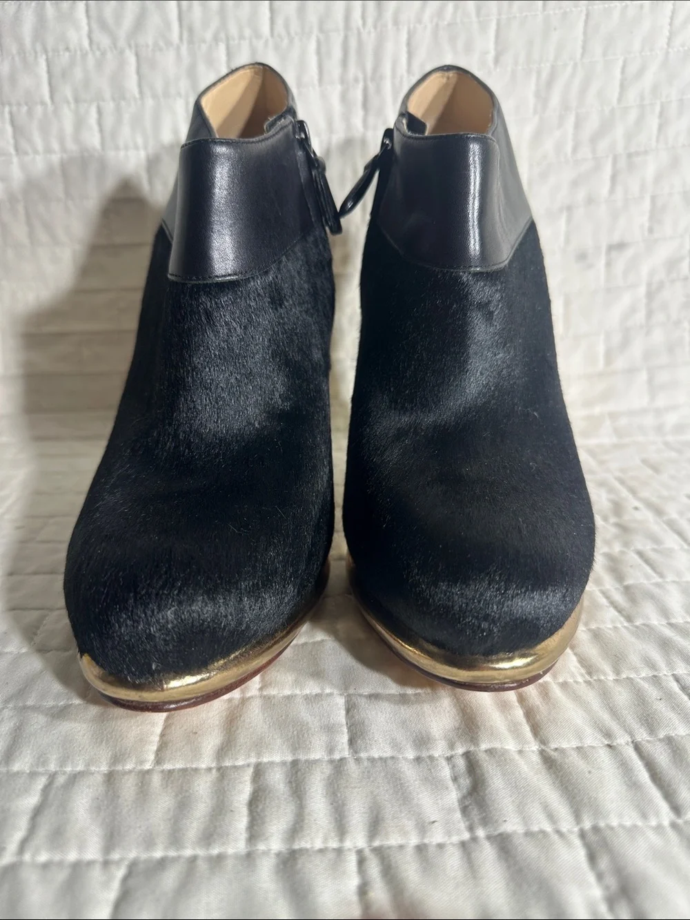 Cole Haan Sophie leather and genuine calf hair booties